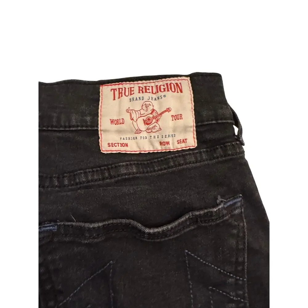 True Religion Men's Ricky Relaxed Straight Black Jeans Sz 31x33 Imperfection